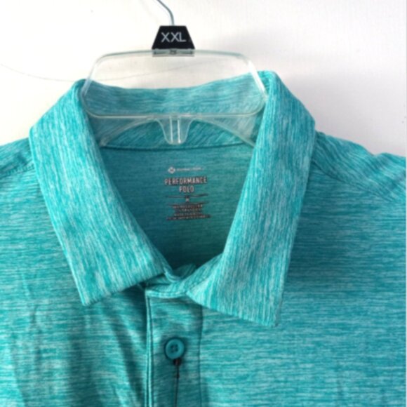 Member’s Mark Men’s Polo Shirt Sz XL NWT Heather Turquoise 4-Way Stretch UPF - Picture 12 of 14